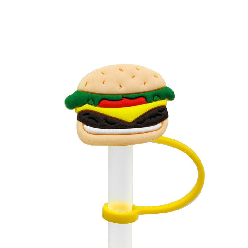 Wholesale 20PCS Cartoon Food and Beverage Silicone Straw Tube Cap Straw Decoration